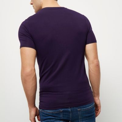 Dark purple muscle fit T-shirt